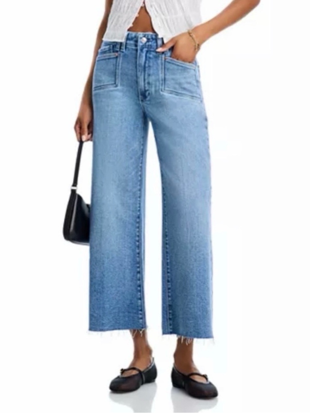 PAIGE Women’s Light Blue Wide-Leg High-Rise Jeans, Sz 30P, 93% Cotton NWOT